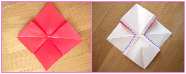 クリスマスオーナメント手作り折り紙　リボンの折り方5
